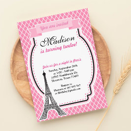 Paris Glamor Girl Birthday Party Invitation Kaart