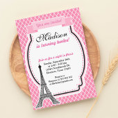 Paris Glamor Girl Birthday Party Invitation Kaart