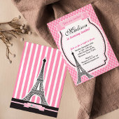 Paris Glamor Girl Birthday Party Invitation Kaart