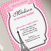 Paris Glamor Girl Birthday Party Invitation Kaart