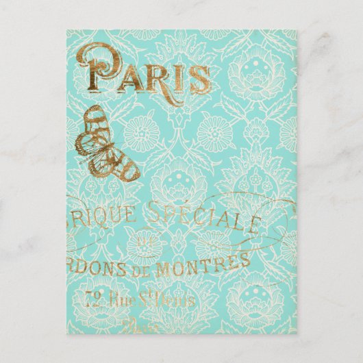  Paris Gold Design Briefkaart (Voorkant)