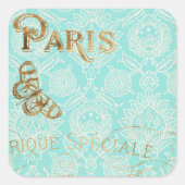  Paris Gold Design Vierkante Sticker (Voorkant)