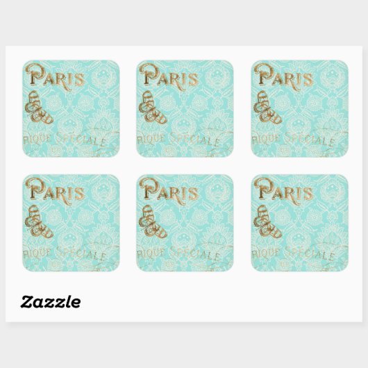  Paris Gold Design Vierkante Sticker (Vel)
