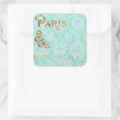  Paris Gold Design Vierkante Sticker (Tas)