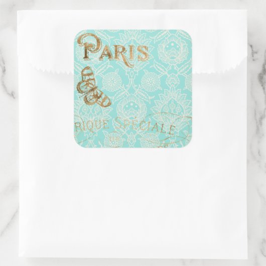  Paris Gold Design Vierkante Sticker (Tas)
