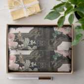 Paris Gold  Floral Black Ephemera ontkoppeling Tissuepapier (Geschenk)