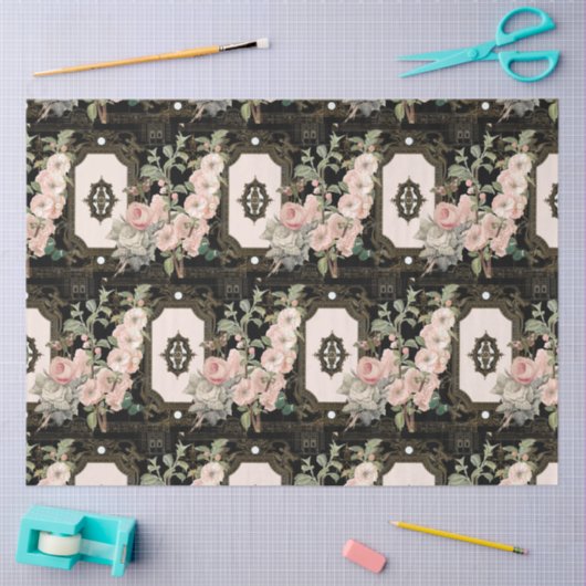 Paris Gold  Floral Black Ephemera ontkoppeling Tissuepapier (Craft)