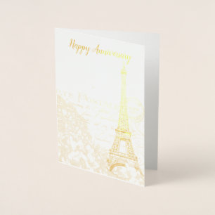 Paris Gold of Silver Foil Jubileum Card - Aangepas Folie Kaarten