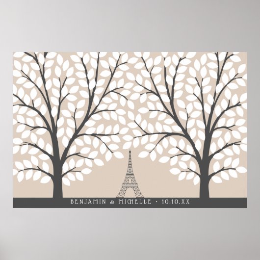 Paris Guest Book Poster - 250 Signatures (Voorkant)