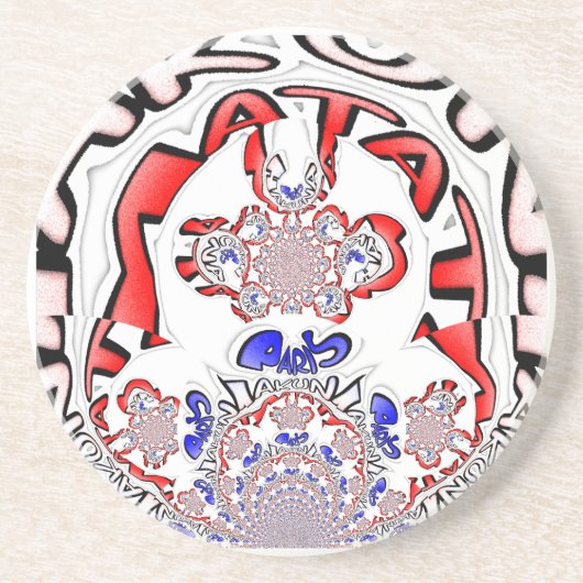 Paris Hakuna Matata Paris Blue White.png Zandsteen Onderzetter (Voorkant)