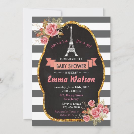 Paris Handdoek Baby shower Invitation Kaart (Voorkant)