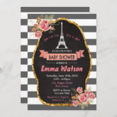 Paris Handdoek Baby shower Invitation Kaart (Voorkant / Achterkant)