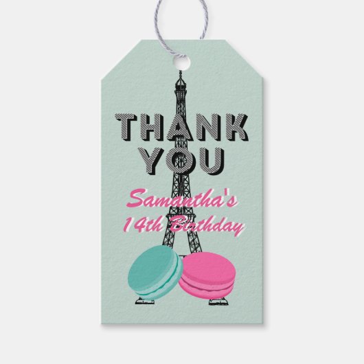 Paris Happy Birthday Bedankt Cadeau Label Cadeaulabel (Voorkant)