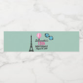 Paris Happy Birthday Water Bottle Label Waterfles Etiket (Enkel label)