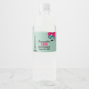 Paris Happy Birthday Water Bottle Label Waterfles Etiket