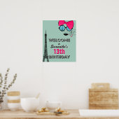Paris Happy Birthday Welcome Poster Sign (Keuken)