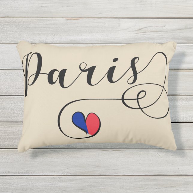 Paris Heart Accent Pillow, Frankrijk Buitenkussen (Voorkant)