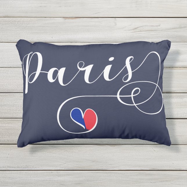 Paris Heart Accent Pillow, Frankrijk Buitenkussen (Voorkant)