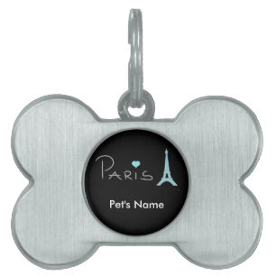 Paris Heart Eiffel Tower Huisdieren Naamplaatje