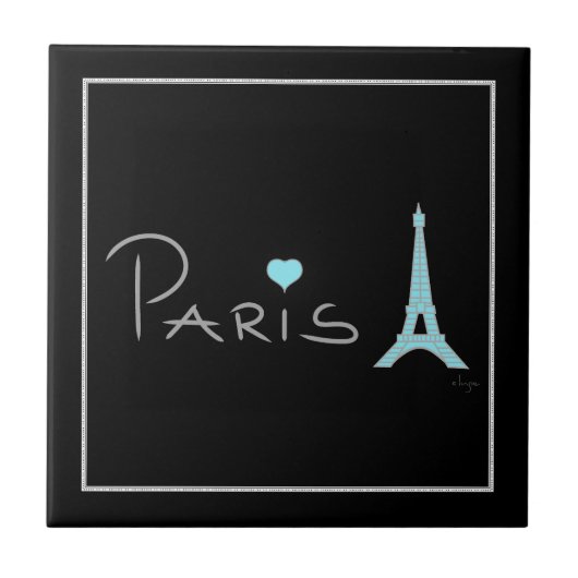 Paris Heart Eiffeltoren Tegeltje (Voorkant)
