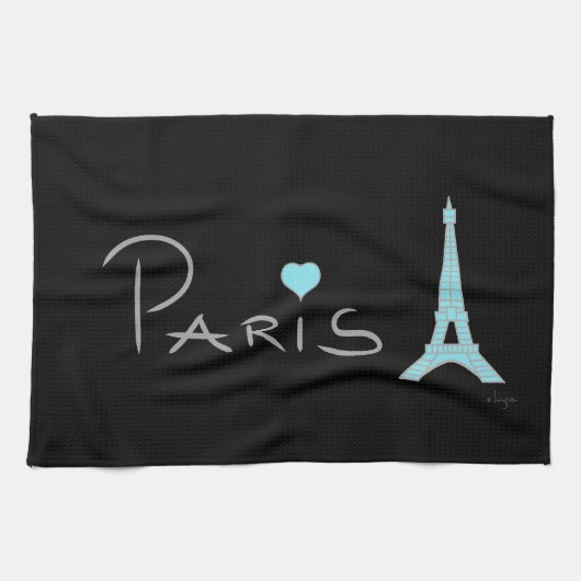 Paris Heart Eiffeltoren Theedoek (Horizontaal)