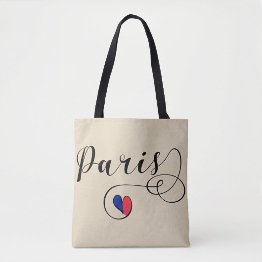 Paris Heart Grocery Bag, Frankrijk Tote Bag (Voorkant)
