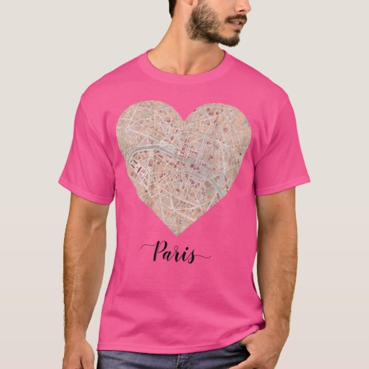 Paris Heart Map T-shirt (Voorkant)
