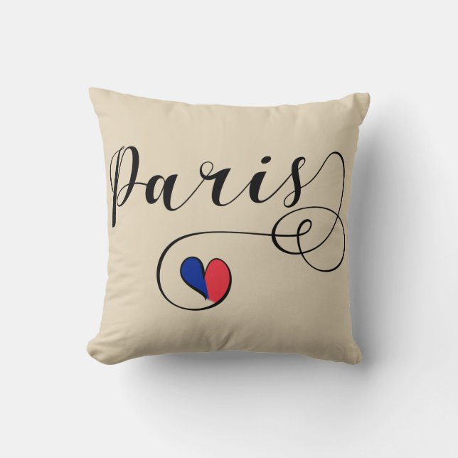 Paris Heart Sierkussen, Frankrijk Kussen (Voorkant)