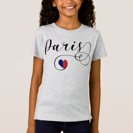 Paris Heart Tee Shirt, Frankrijk T-shirt (Voorkant)
