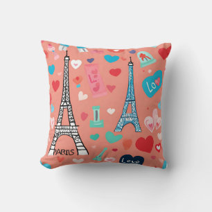 Paris Hearts & Love Minimalistisch Stijl Patroon Kussen