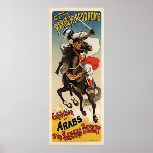 Paris Hippodrome Exhibition D'Arabes du Sahara Poster (Voorkant)