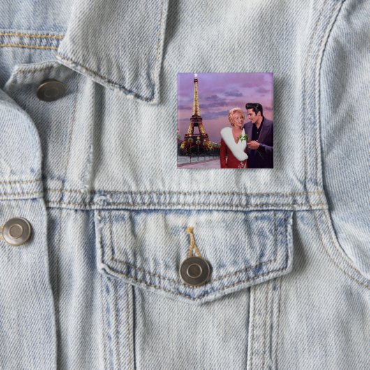 Paris Holiday Vierkante Button 5,1 Cm (In situ)