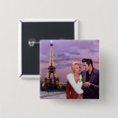 Paris Holiday Vierkante Button 5,1 Cm (Voorkant /achterkant)