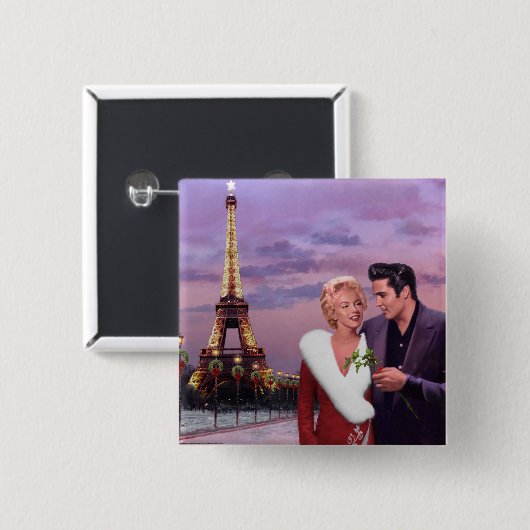 Paris Holiday Vierkante Button 5,1 Cm (Voorkant /achterkant)