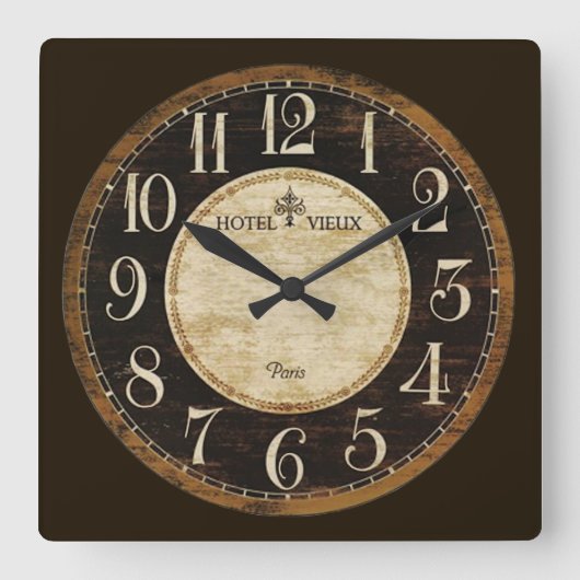 Paris Hotel Clock Vierkante Klok (Voorkant)