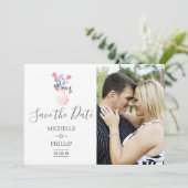 Paris Huwelijk aquarel bloem Save the Date (Staand voorkant)
