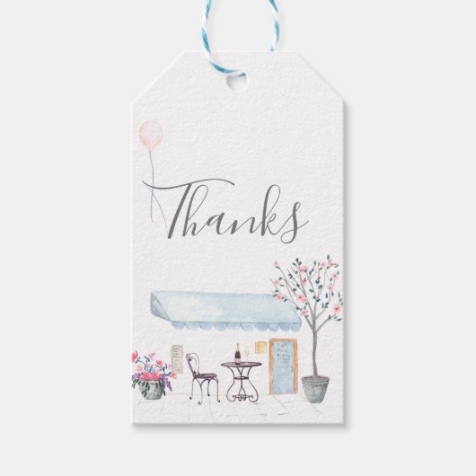 Paris Huwelijk aquarel wilde bloemen cadeau voor g Cadeaulabel (Voorkant)