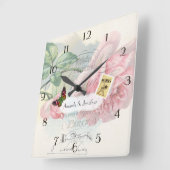 Paris Huwelijk Vintage Shabby-Chic Roze Roos Aange Vierkante Klok (Hoek)
