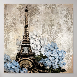Paris Hydrangeas Donker Poster of Print