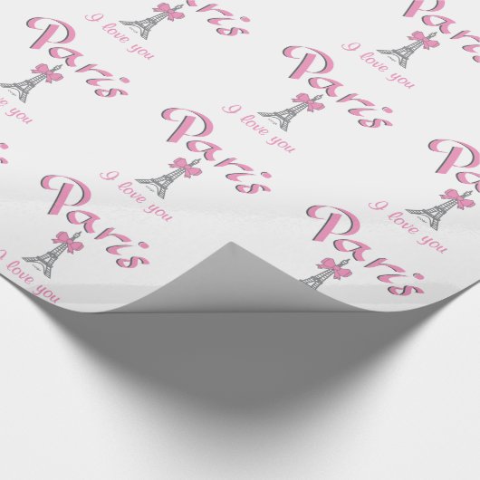 "PARIS I love you" in roze Cadeaupapier (Hoek)