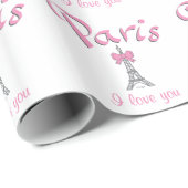 "PARIS I love you" in roze Cadeaupapier (Rol Hoek)
