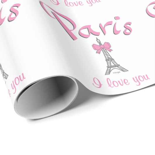 "PARIS I love you" in roze Cadeaupapier (Rol Hoek)