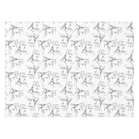 Paris I Love You Pattern Pink ID914 Tafelkleed (Voorkant (Horizontaal))