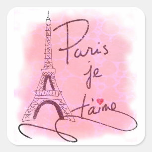 Paris I Love You Pink ID914 Vierkante Sticker