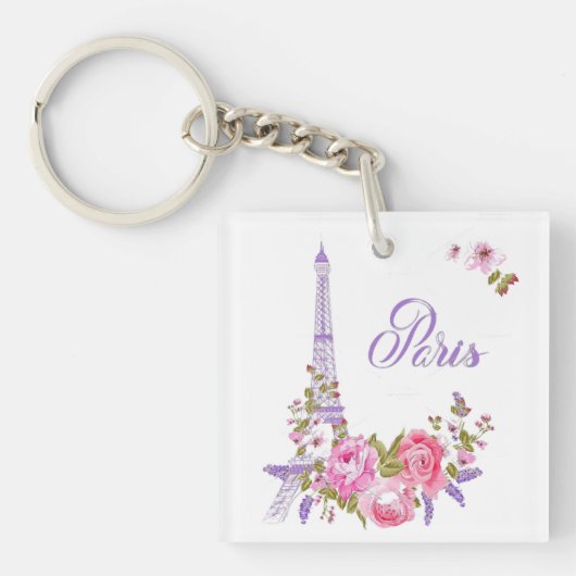Paris in Bloom Midnight in Paris Floral Paris Roma Sleutelhanger (voorkant)