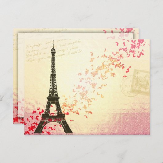 Paris in Love - Eiffel Tower Briefkaart (Voorkant / Achterkant)