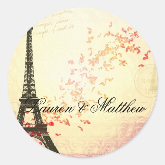 Paris in Love - Eiffel Tower Ronde Sticker (Voorkant)