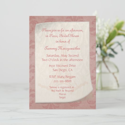 Paris Inspired Bridal Shower Uitnodiging (Staand voorkant)