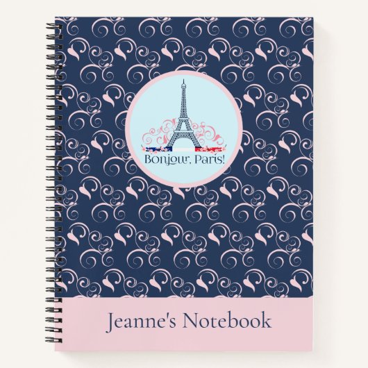 Paris-Inspired Design Personalized name Notitieboek (Voorkant)