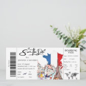 Paris instapass Save the Date ticket Kaart (Staand voorkant)